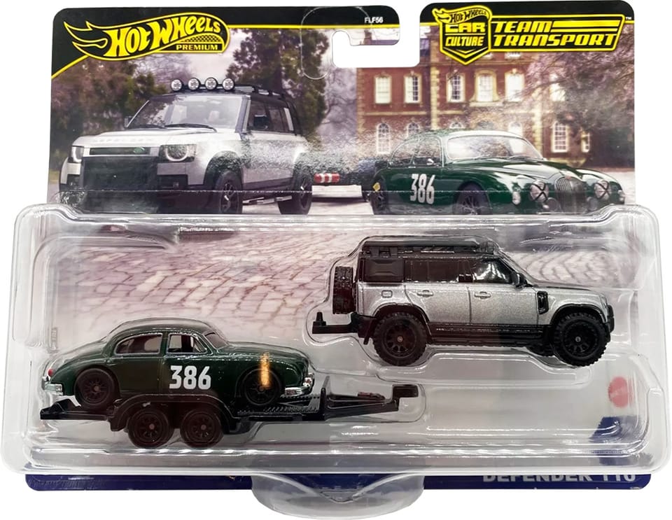 Hot Wheels Team Transport Jaguar MK1 & 2023 Land Rover Defender 110