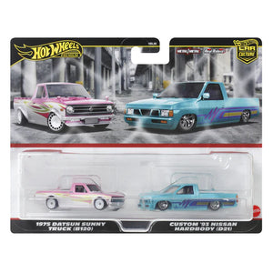 Hot Wheels 2 Pack 1975 Datsun Sunny Truck (B120) & Custom '93 Nissan Hardbody (D21)