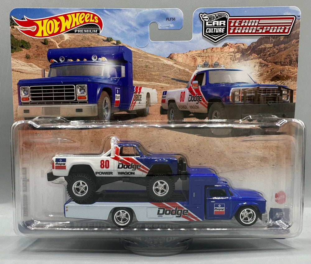 Hot Wheels Team Transport 1980 Dodge Macho Power Wagon & Retro Rig