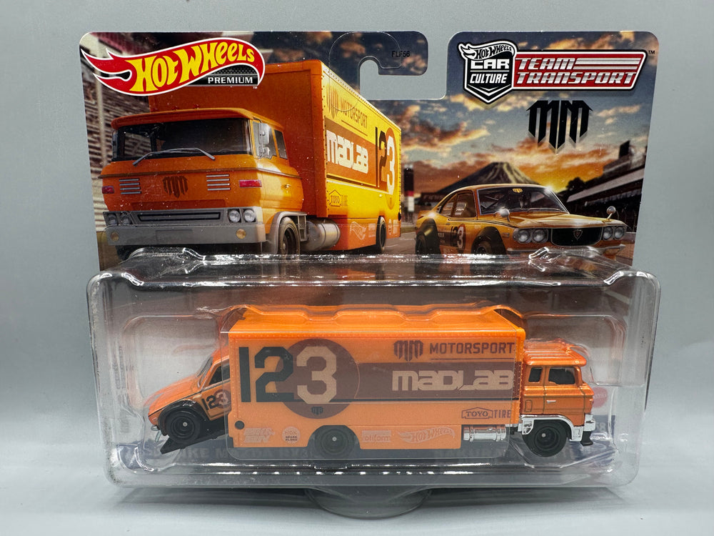 Hot Wheels Team Transport Mad Mike Mazda RX3 GT & Sakura Sprinter