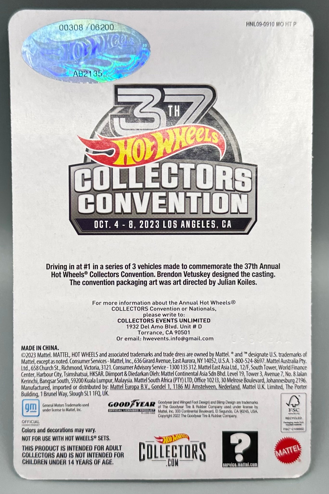 Hot Wheels 37th Collectors Convention 1990 Chevy 454 SS | HW