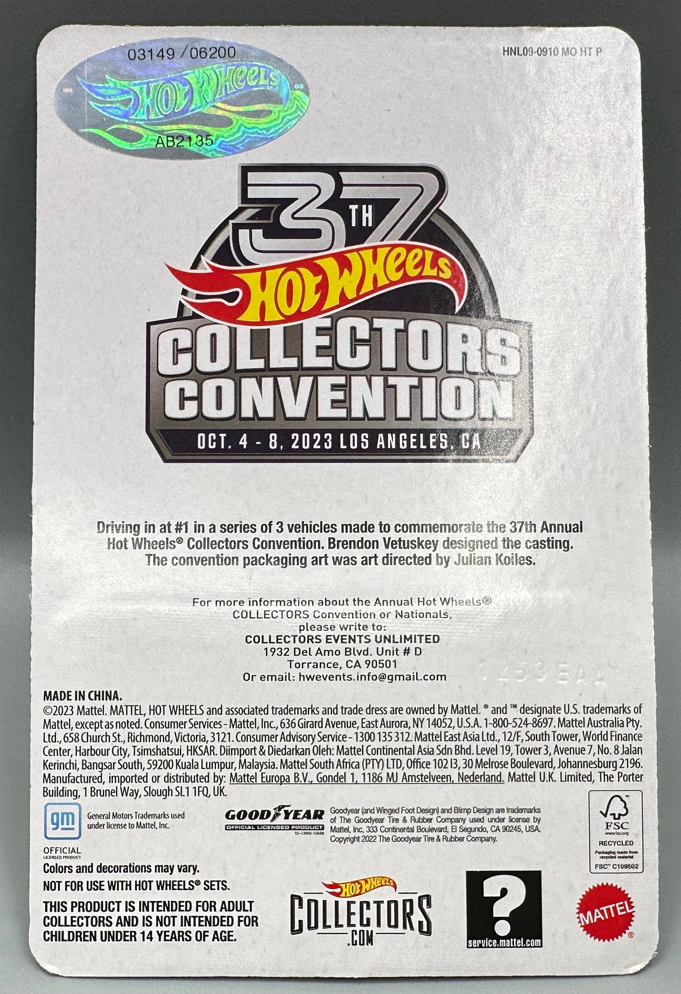 Hot Wheels 37th Collectors Convention 1990 Chevy 454 SS | HW