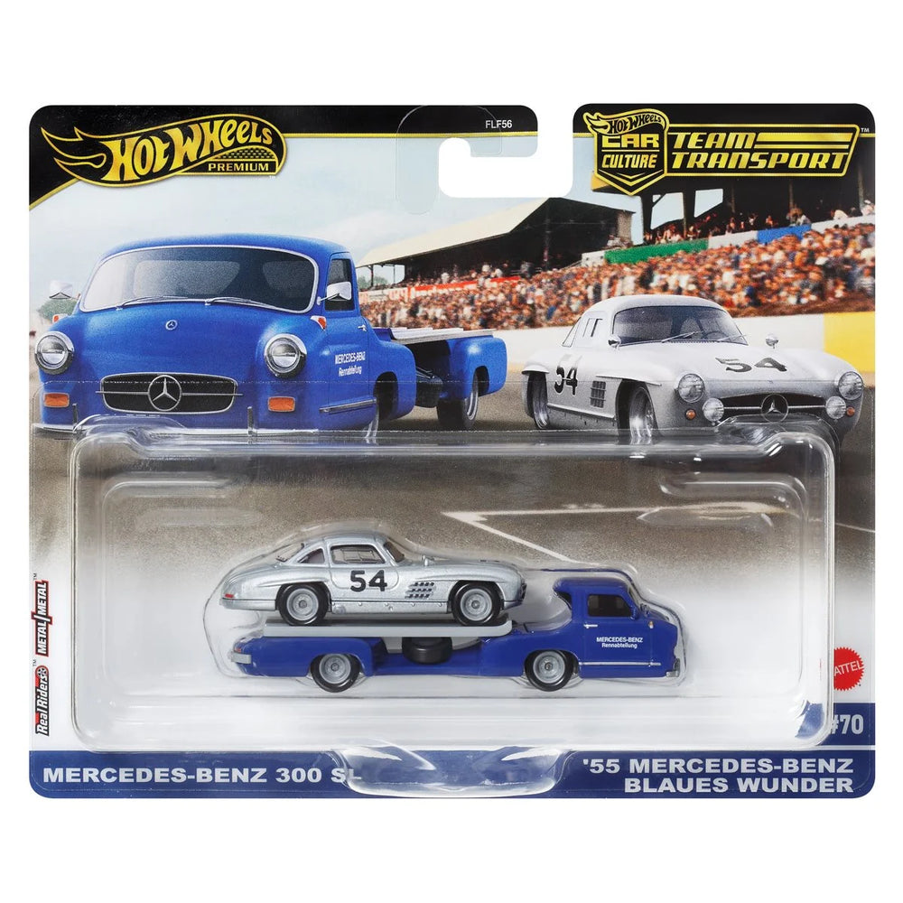 Hot Wheels Team Transport Mercedes Benz 300 SL & '55 Mercedes Benz Blaues Wunder