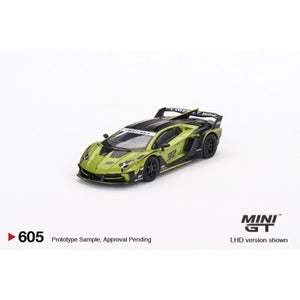 Mini GT 605 Lamborghini Liberty Walk Silhouette Works Aventador GT Evo Lime