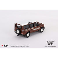 Mini GT 734 Land Rover Defender 110 1985 County Station Wagon Russet Brown
