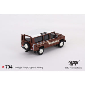 Mini GT 734 Land Rover Defender 110 1985 County Station Wagon Russet Brown