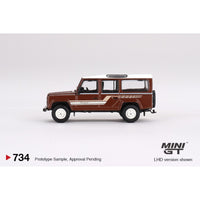 Mini GT 734 Land Rover Defender 110 1985 County Station Wagon Russet Brown
