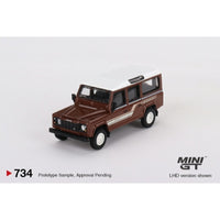 Mini GT 734 Land Rover Defender 110 1985 County Station Wagon Russet Brown
