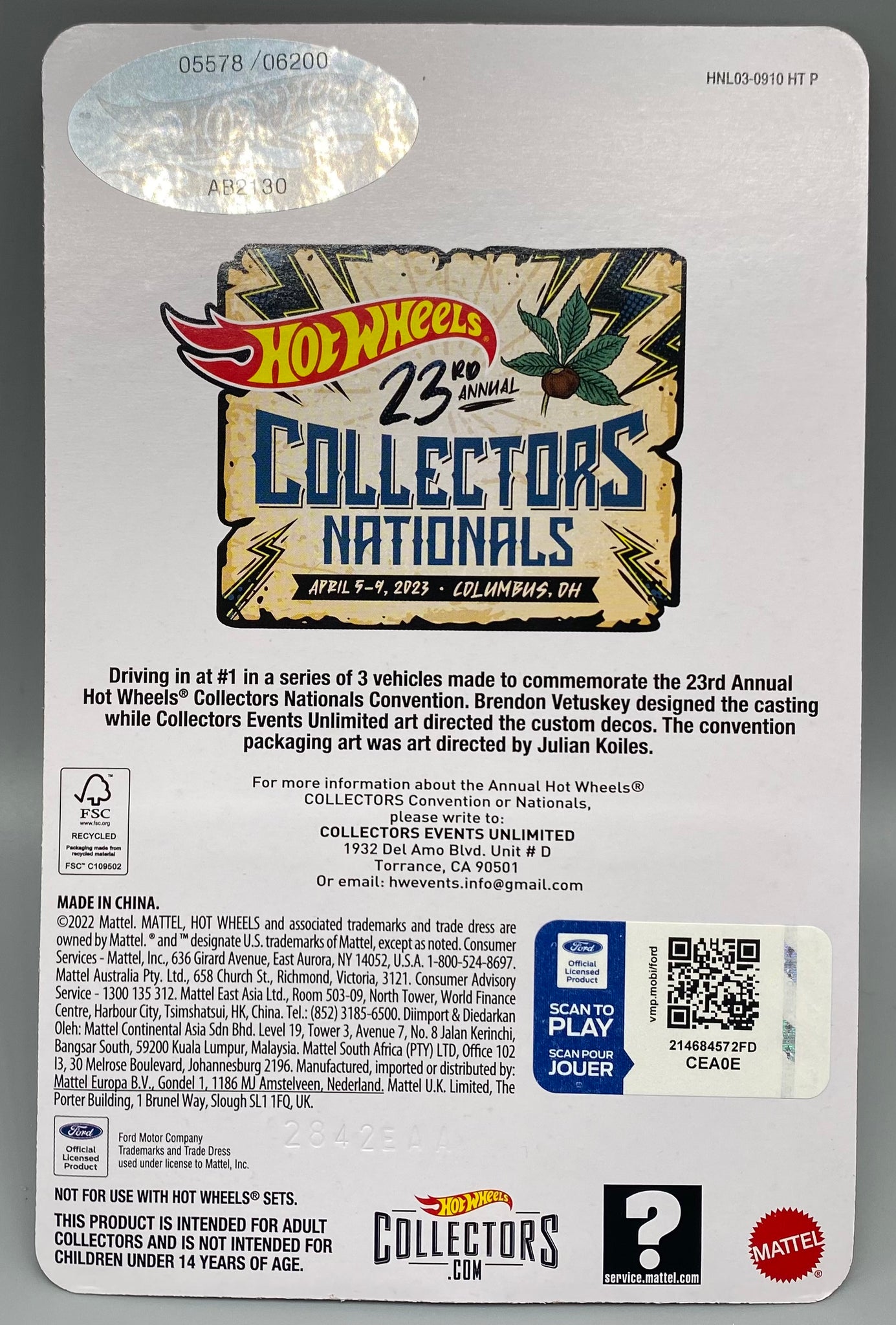 Hot Wheels 23rd Annual Collectors Nationals 1962 Ford F-100 | HW